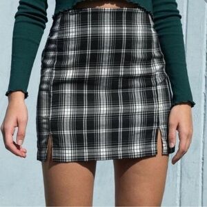 Brandy Melville Black and White Plaid Mini Skirt